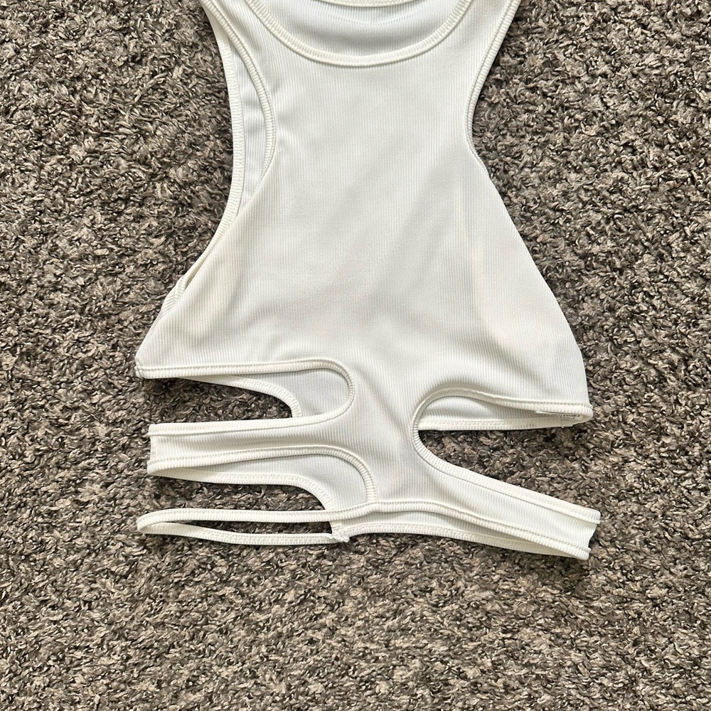 White Cutout Tank Top